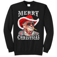 Merry Christmas Funny Trump Western Cowboy Matching Family Tall Sweatshirt