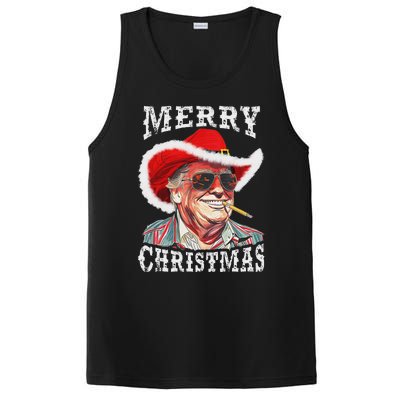 Merry Christmas Funny Trump Western Cowboy Matching Family PosiCharge Competitor Tank