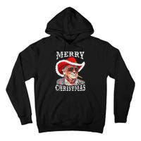 Merry Christmas Funny Trump Western Cowboy Matching Family Tall Hoodie