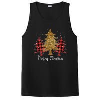 Merry Christmas For Women Leopard Plaid Tree Tank Top PosiCharge Competitor Tank