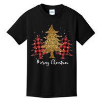 Merry Christmas For Women Leopard Plaid Tree Tank Top Kids T-Shirt