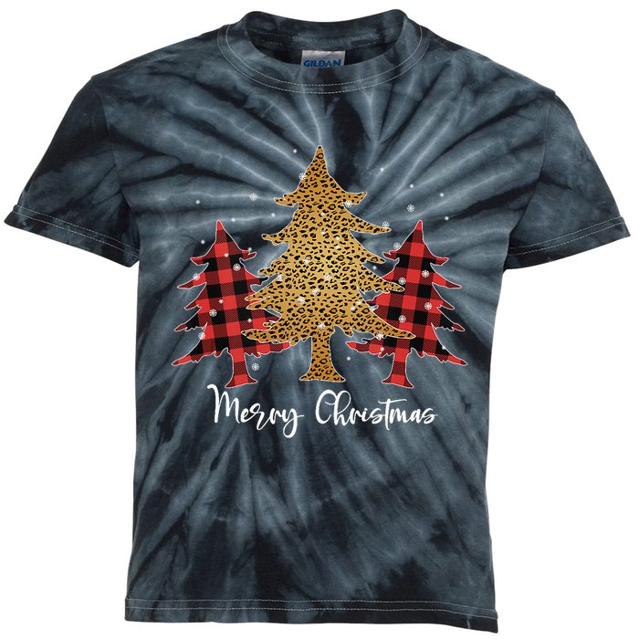 Merry Christmas For Women Leopard Plaid Tree Tank Top Kids Tie-Dye T-Shirt