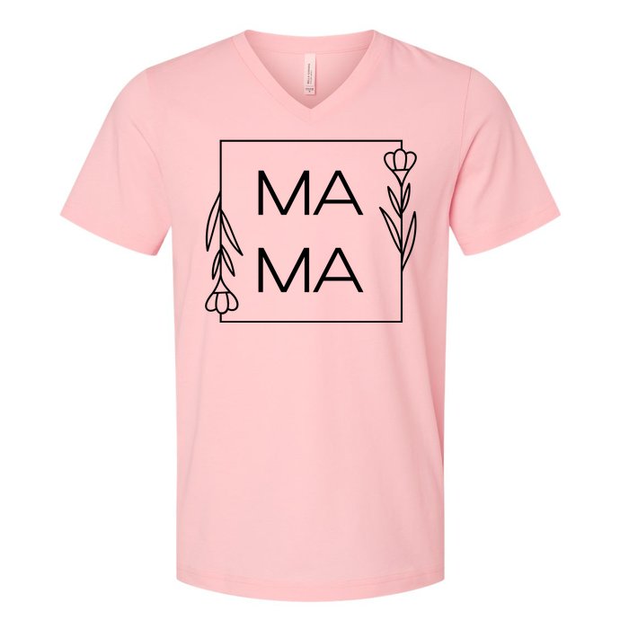 Mama Cute Flower Mother's Day Gift V-Neck T-Shirt