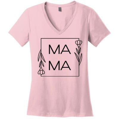 Mama Cute Flower Mother's Day Gift Women's V-Neck T-Shirt