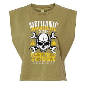 Mechanic Caution Flying Tools Car Mechanics Auto Mechanics Garment-Dyed Women's Muscle Tee