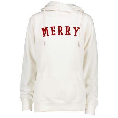 Merry Christmas Festive Holiday Womens Funnel Neck Pullover Hood