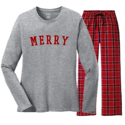 Merry Christmas Festive Holiday Women's Long Sleeve Flannel Pajama Set 