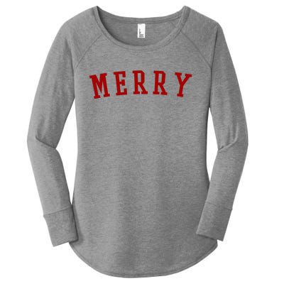 Merry Christmas Festive Holiday Women's Perfect Tri Tunic Long Sleeve Shirt