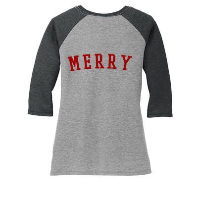 Merry Christmas Festive Holiday Women's Tri-Blend 3/4-Sleeve Raglan Shirt