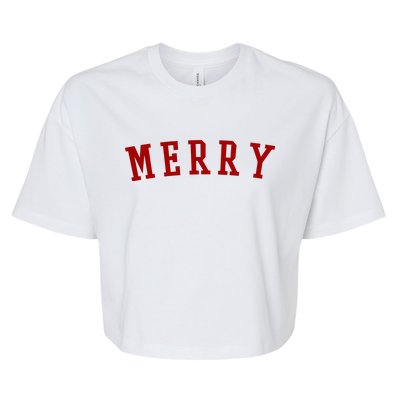 Merry Christmas Festive Holiday Bella+Canvas Jersey Crop Tee