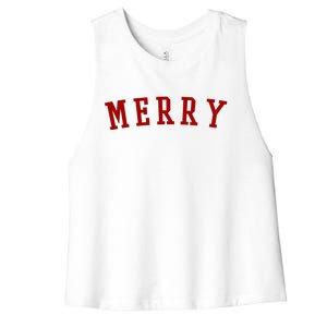 Merry Christmas Festive Holiday Women's Racerback Cropped Tank