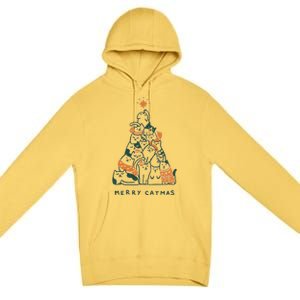 Merry Catmas Funny Cats Christmas Tree Xmas Gift Cute Gift Premium Pullover Hoodie