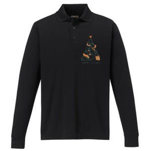 Merry Catmas Funny Cats Christmas Tree Xmas Gift Cute Gift Performance Long Sleeve Polo