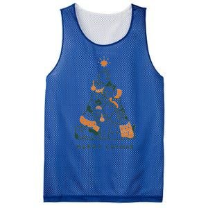 Merry Catmas Funny Cats Christmas Tree Xmas Gift Cute Gift Mesh Reversible Basketball Jersey Tank