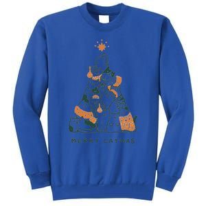 Merry Catmas Funny Cats Christmas Tree Xmas Gift Cute Gift Tall Sweatshirt