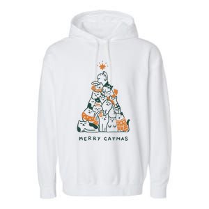 Merry Catmas Funny Cats Christmas Tree Xmas Gift Cute Gift Garment-Dyed Fleece Hoodie