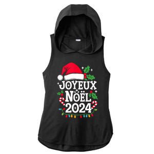 Merry Christmas French Family Joyeux Noel 2024 France Ladies PosiCharge Tri-Blend Wicking Draft Hoodie Tank