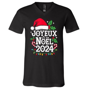 Merry Christmas French Family Joyeux Noel 2024 France V-Neck T-Shirt