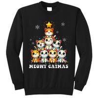 Meowy Catmas Funny Christmas Tree Lights Cute Cat Lover Xmas Gift Sweatshirt