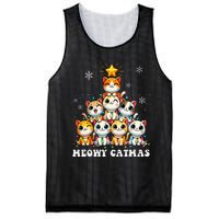 Meowy Catmas Funny Christmas Tree Lights Cute Cat Lover Xmas Gift Mesh Reversible Basketball Jersey Tank