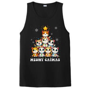 Meowy Catmas Funny Christmas Tree Lights Cute Cat Lover Xmas Gift PosiCharge Competitor Tank