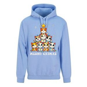 Meowy Catmas Funny Christmas Tree Lights Cute Cat Lover Xmas Gift Unisex Surf Hoodie