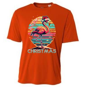 Merry Christmas Flamingo Pink Flamingo Christmas Xmas Gift Cooling Performance Crew T-Shirt