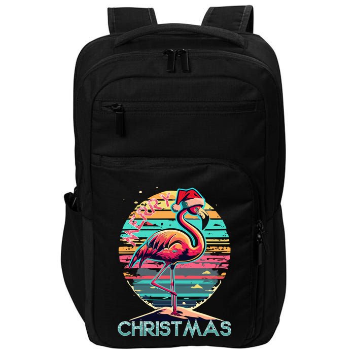 Merry Christmas Flamingo Pink Flamingo Christmas Xmas Gift Impact Tech Backpack