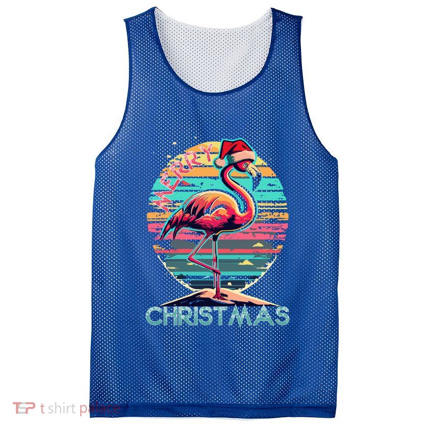 Merry Christmas Flamingo Pink Flamingo Christmas Xmas Gift Mesh Reversible Basketball Jersey Tank