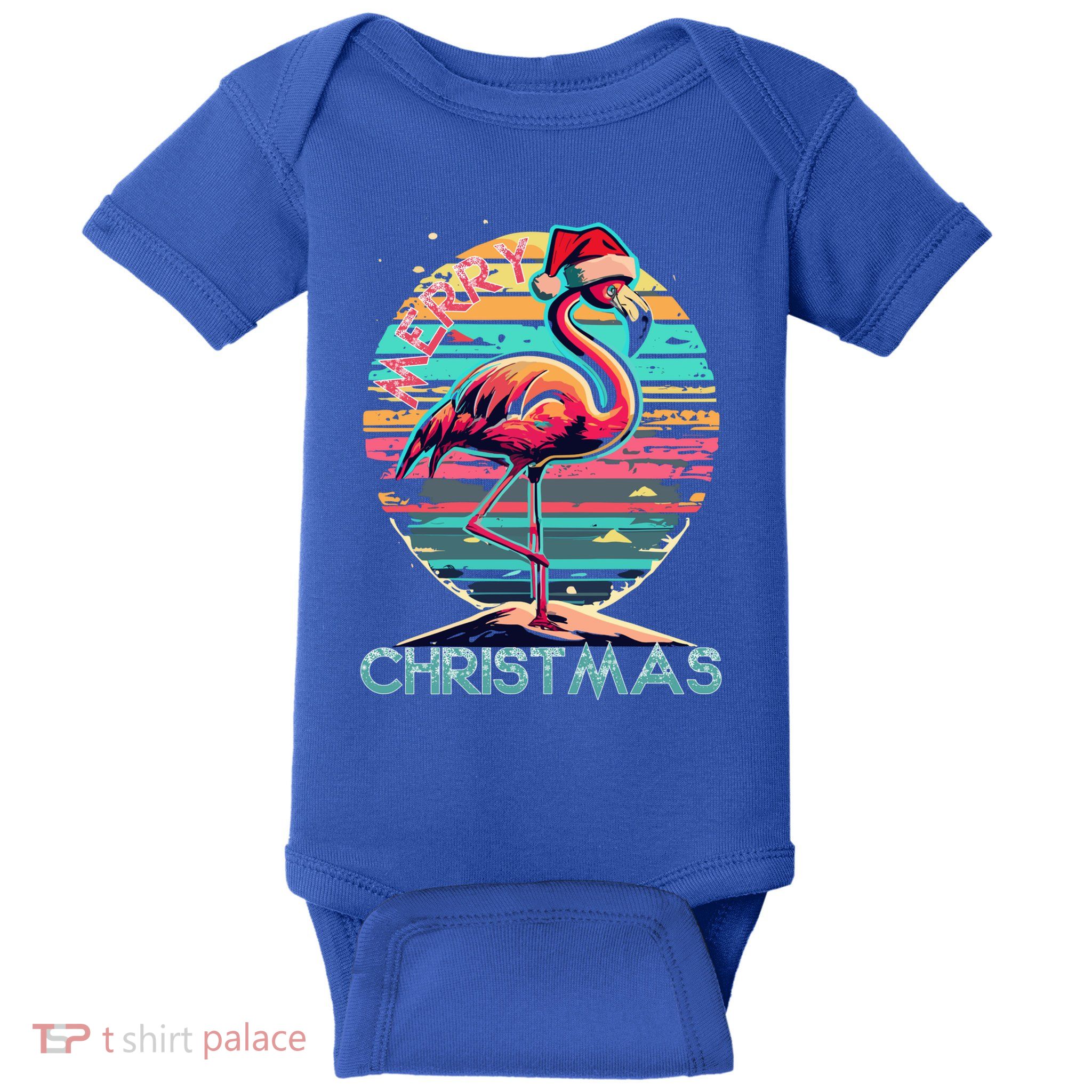 Merry Christmas Flamingo Pink Flamingo Christmas Xmas Gift Baby Bodysuit