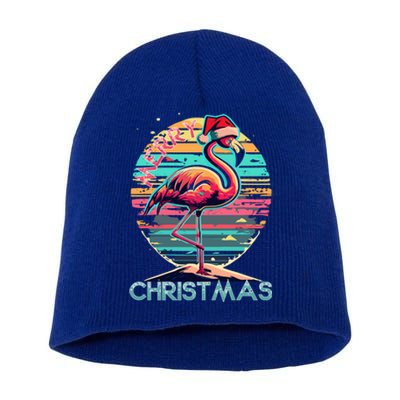 Merry Christmas Flamingo Pink Flamingo Christmas Xmas Gift Short Acrylic Beanie