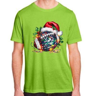 Merry Christmas Football Disco Ball Santa Hat Xmas Light Adult ChromaSoft Performance T-Shirt