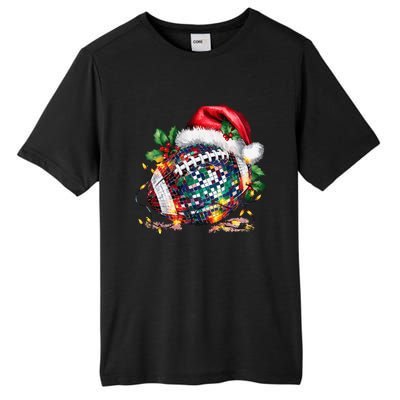 Merry Christmas Football Disco Ball Santa Hat Xmas Light Tall Fusion ChromaSoft Performance T-Shirt