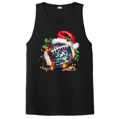 Merry Christmas Football Disco Ball Santa Hat Xmas Light PosiCharge Competitor Tank