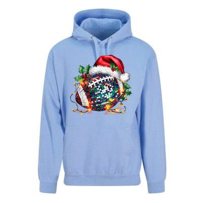 Merry Christmas Football Disco Ball Santa Hat Xmas Light Unisex Surf Hoodie