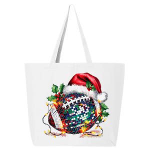 Merry Christmas Football Disco Ball Santa Hat Xmas Light 25L Jumbo Tote