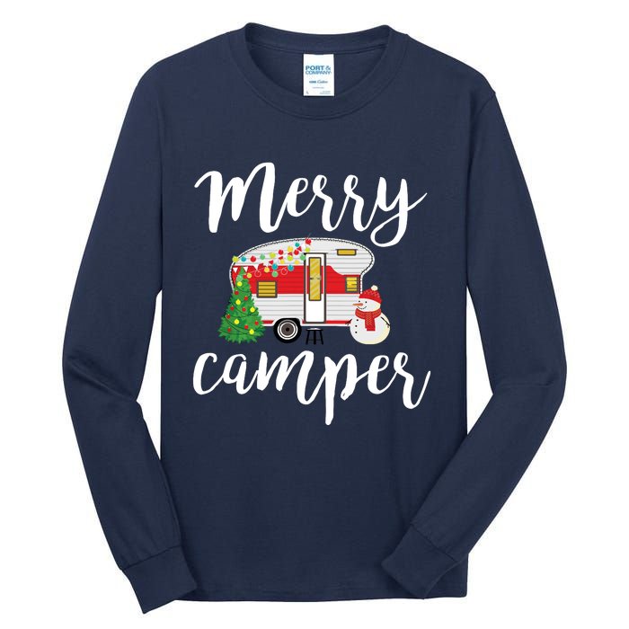 Merry Camper Funny Camper Christmas Tree Camping Tall Long Sleeve T-Shirt