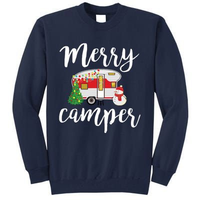 Merry Camper Funny Camper Christmas Tree Camping Tall Sweatshirt