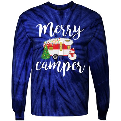 Merry Camper Funny Camper Christmas Tree Camping Tie-Dye Long Sleeve Shirt