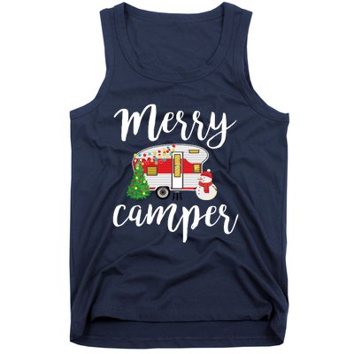 Merry Camper Funny Camper Christmas Tree Camping Tank Top