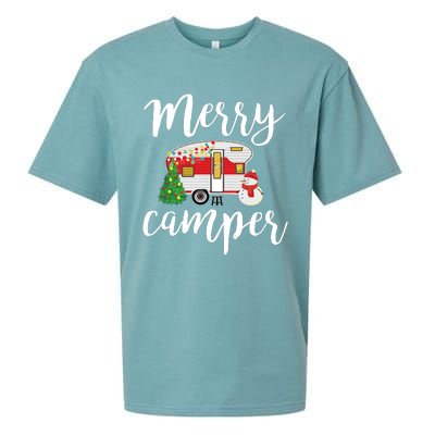 Merry Camper Funny Camper Christmas Tree Camping Sueded Cloud Jersey T-Shirt