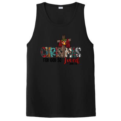 Merry Christmas For God So Loved John 3 16 Jesus Cross Faith Gift PosiCharge Competitor Tank