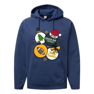 Merry Christmas Green Bay Baseball Est 1919 Performance Fleece Hoodie