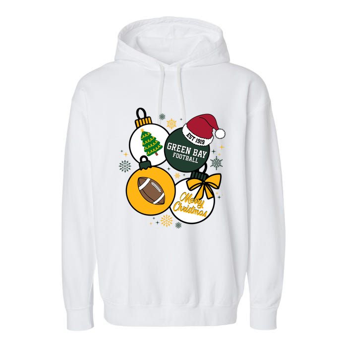 Merry Christmas Green Bay Baseball Est 1919 Garment-Dyed Fleece Hoodie