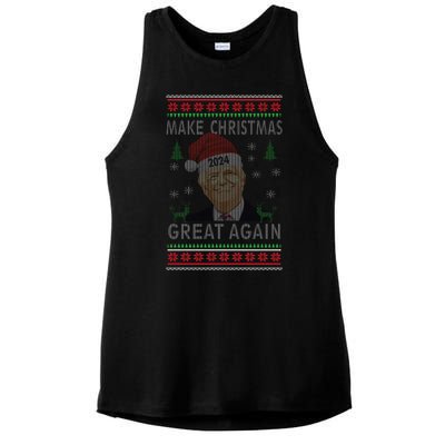 Make Christmas Great Again Funny Trump Ugly Christmas Ladies PosiCharge Tri-Blend Wicking Tank