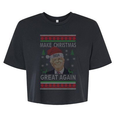 Make Christmas Great Again Funny Trump Ugly Christmas Bella+Canvas Jersey Crop Tee