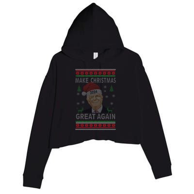 Make Christmas Great Again Funny Trump Ugly Christmas Crop Fleece Hoodie