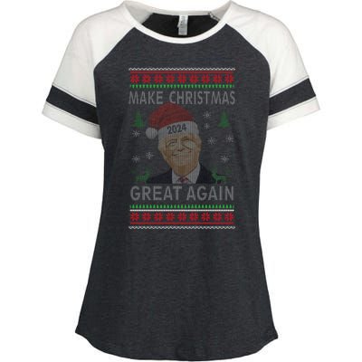 Make Christmas Great Again Funny Trump Ugly Christmas Enza Ladies Jersey Colorblock Tee