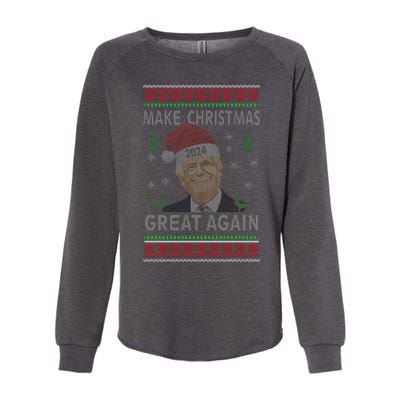 Make Christmas Great Again Funny Trump Ugly Christmas Womens California Wash Sweatshirt