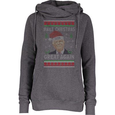 Make Christmas Great Again Funny Trump Ugly Christmas Womens Funnel Neck Pullover Hood